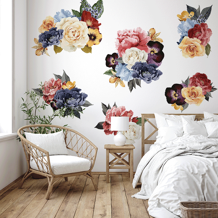 Vintage Floral Wall Decal Clusters