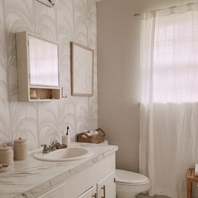bathroom palm plant Palm Tree Wallpaper by Urbanwalls, Peel & Stick / 8 FEET / Grey