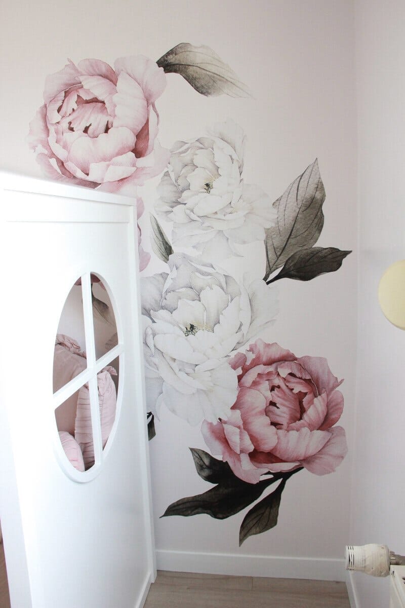 Pink Peony Wall Decals for a Bright and Airy Girls Room