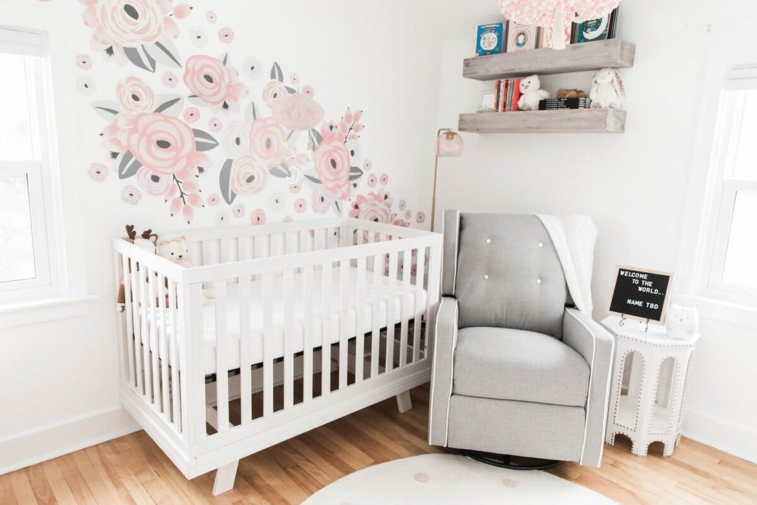 Floral Nursery Wall Decals for a Soft Pink Baby Room