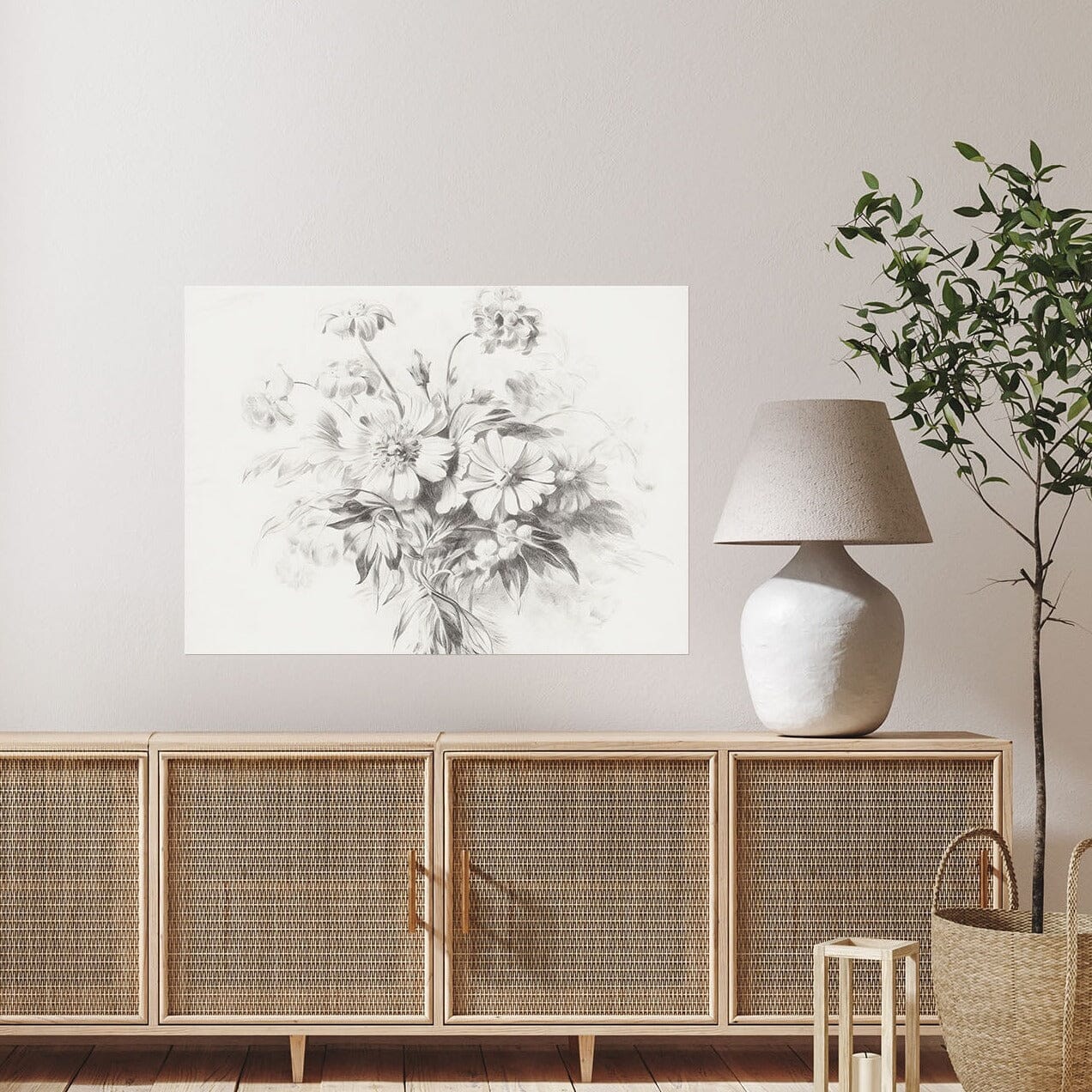 Sketched Florals Wall Mural