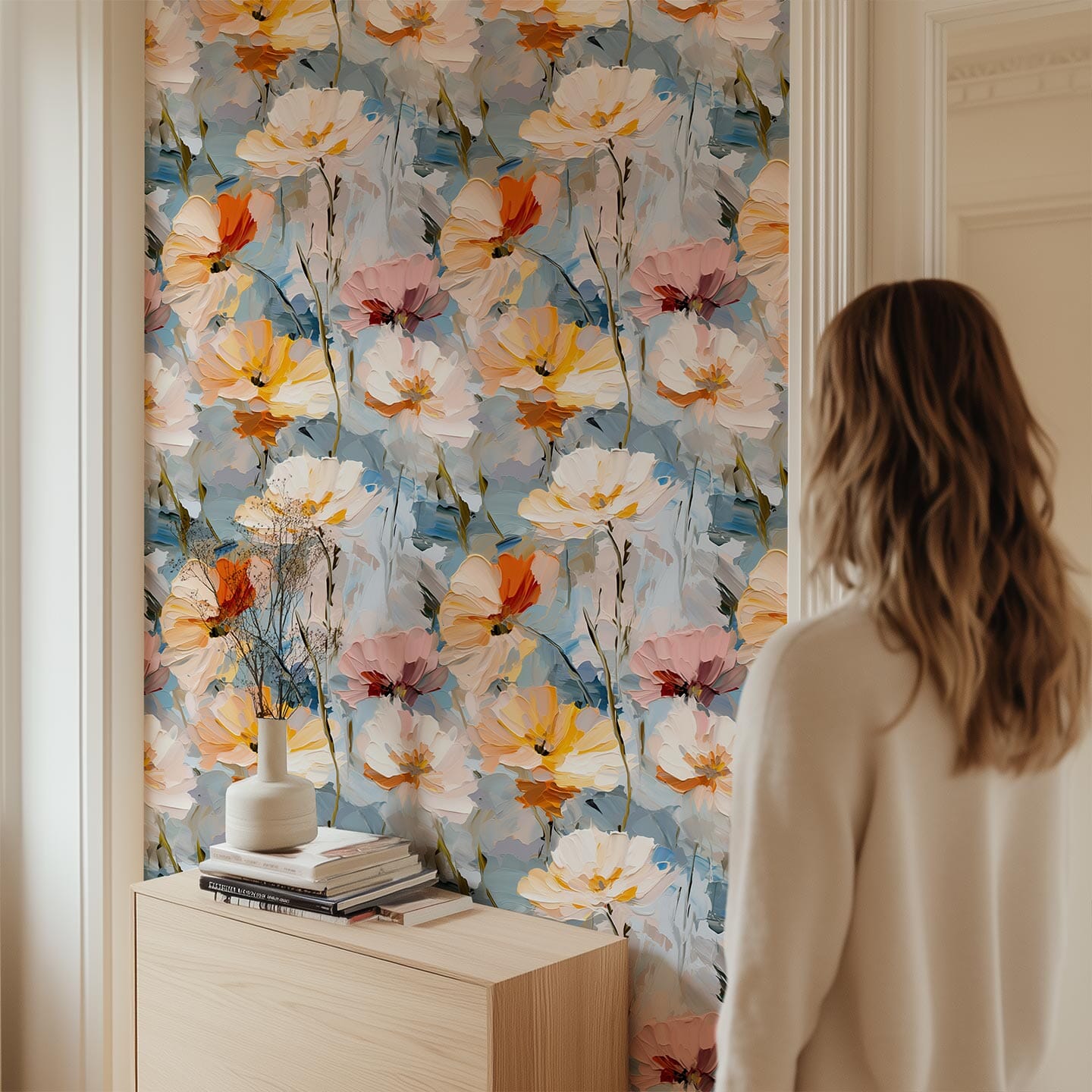 Acrylic Florals Wallpaper