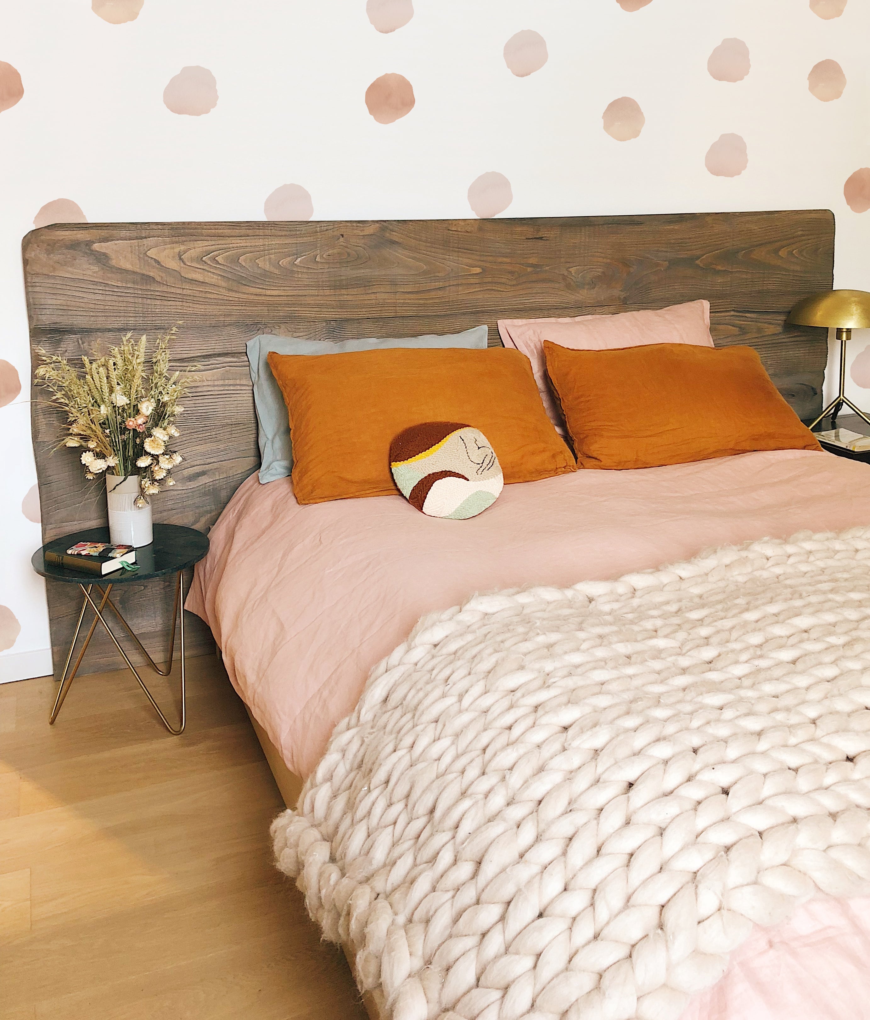 Room with desert sunset watercolor polka dot decals