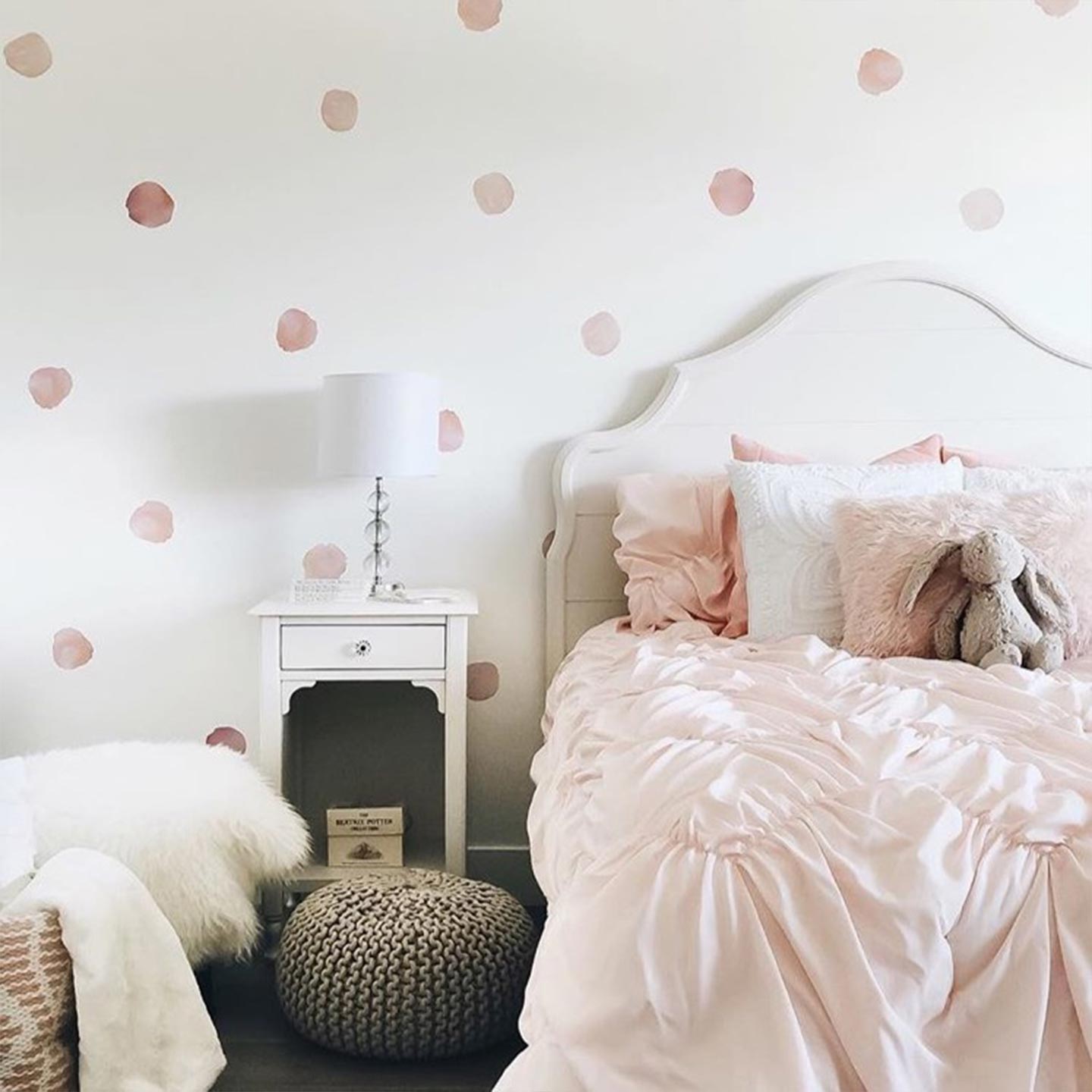 Kids room with watercolor polka dot wall decals
