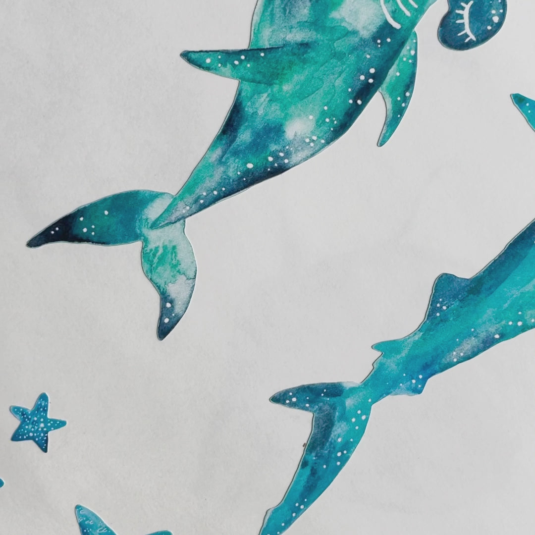 Load video: Little Sharks Wall Decals