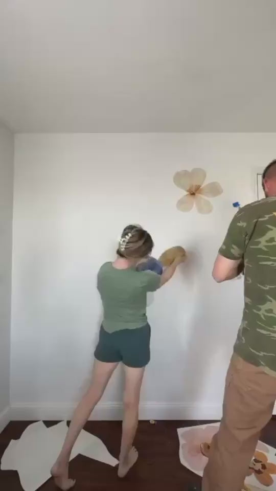 Load video: Video tutorial — how to apply blushing peonies wall decals