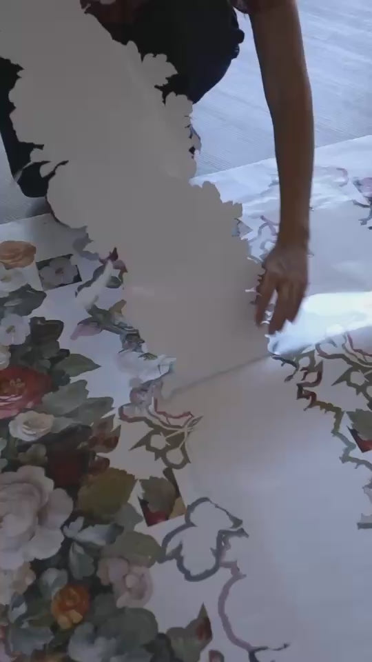 Load video: Video tutorial — how to apply blushing peonies wall decals