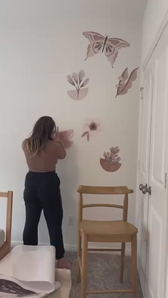 Load video: Video tutorial — how to apply blushing peonies wall decals