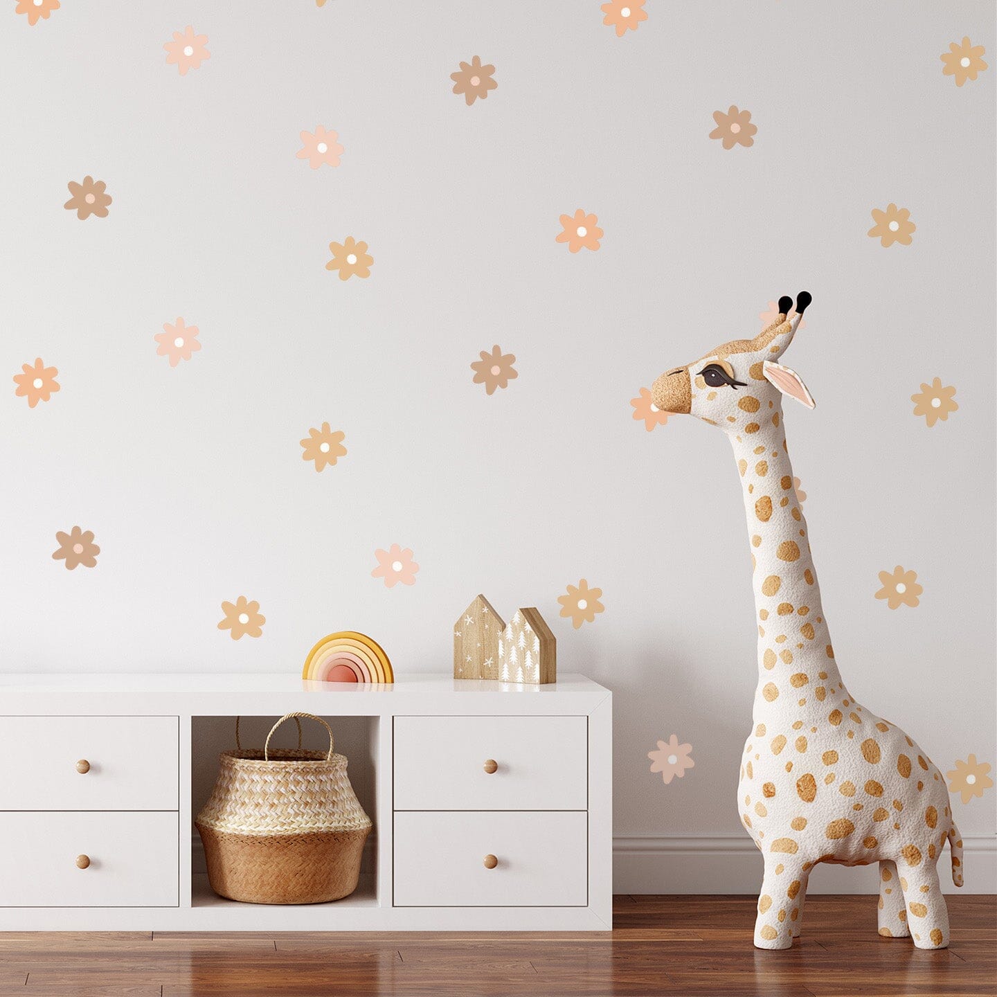 Adesivo Murales Kiwistar Anelli Retro: 6 Dimensioni, Rimovibile, 80x75 Cm, Marrone Noce