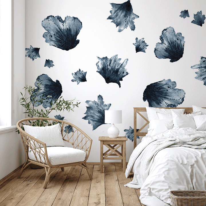 Textured Water And Ink Floral Wall Decals – Urbanwalls