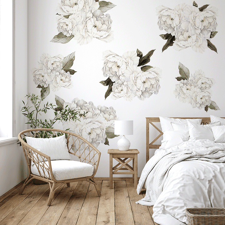 White Peony Wall Decal Clusters Urbanwalls
