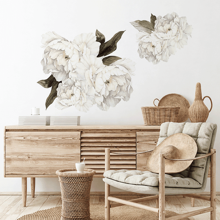 White Peony Wall Decal Clusters – Urbanwalls Inc.