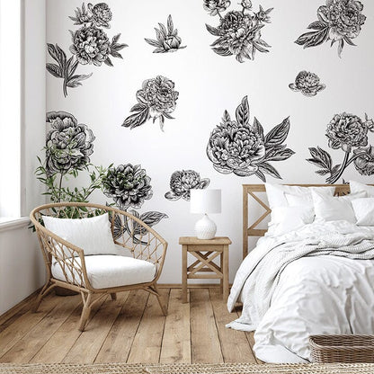 white floral wallpaper