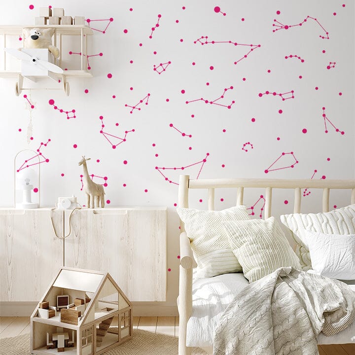 constellation wall decals - wall art - stickers - wall decor - hot pink