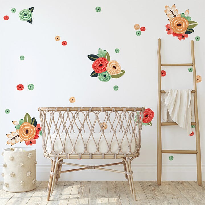 coral-teal-peach-graphic-flower-floral-wall-decals_for-kids