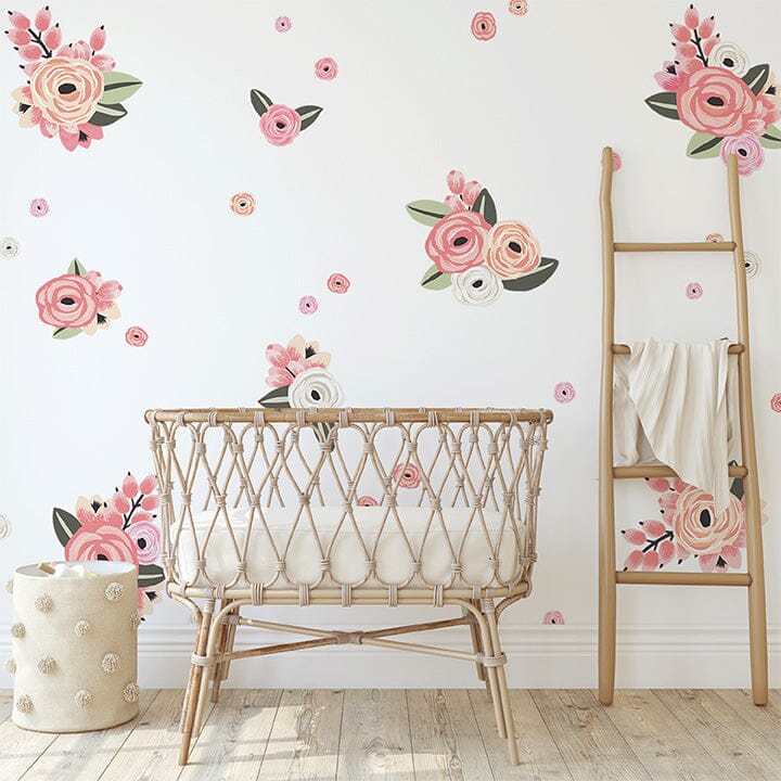 Faded Pink Graphic Flower Wall Decals | Urbanwalls – Urbanwalls Inc.