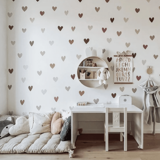 Mini Watercolor Hearts Wall Decals, Sahara Collection