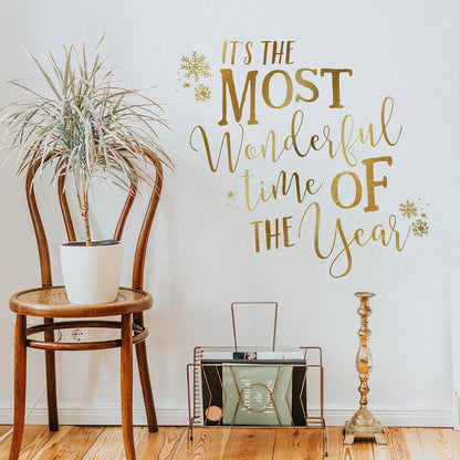Most Wonderful Time of the Year with Snowflakes Wall Decal