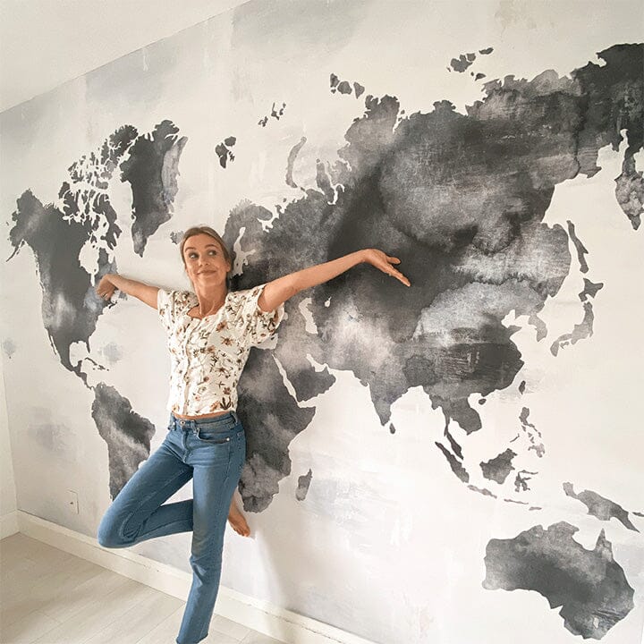 WORLD MAP GRAY Wallpaper mural