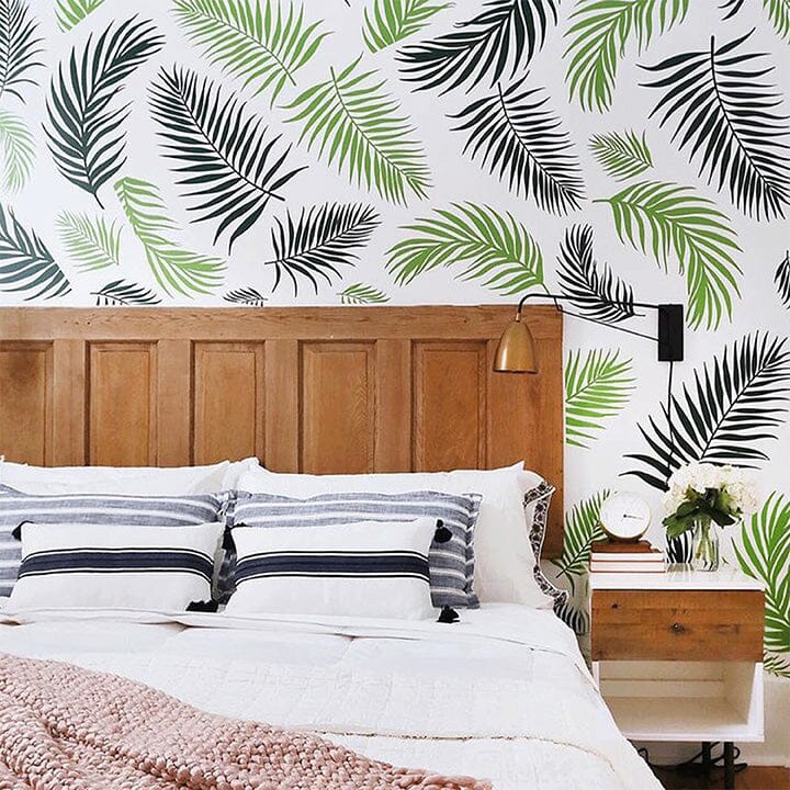 Grandeco Maui Palm Frond Leaf Textured Wallpaper Green Gold  DIY at BQ