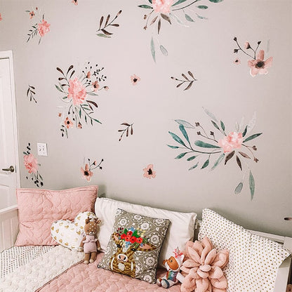pink-watercolor-flowers-floral-wall-decals