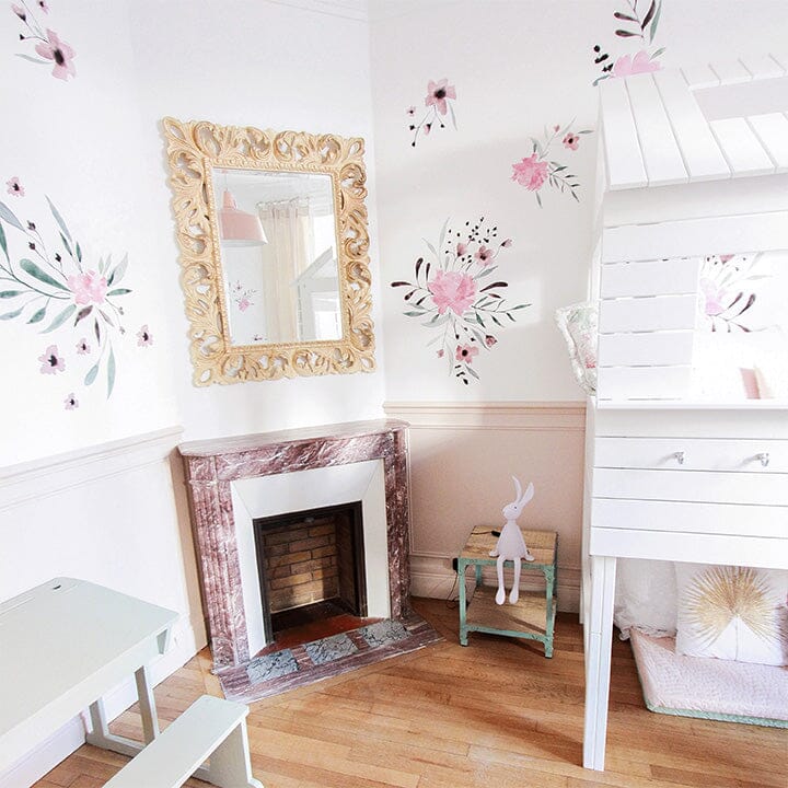 Pink Watercolor Flowers Wall Decals | Urbanwalls – Urbanwalls Inc.