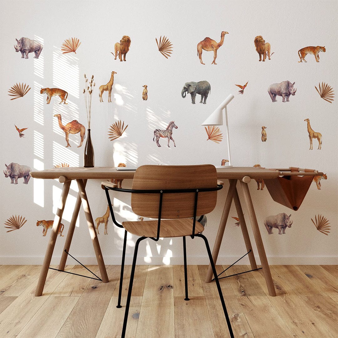 Textile wall sticker - SAFARI animals in a circle