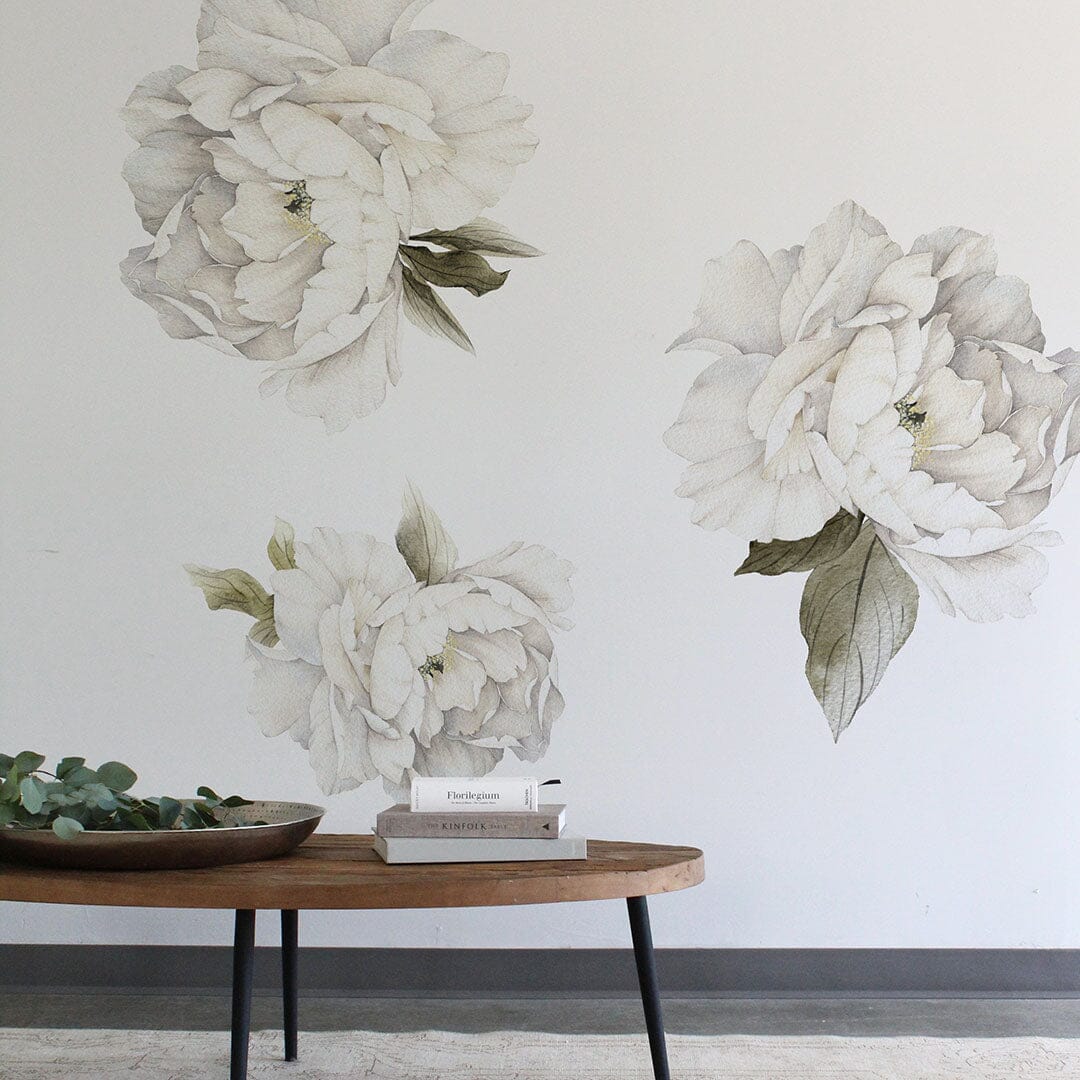 White Peonies Wall Decals | Urbanwalls – Urbanwalls Inc.